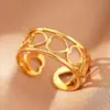 Wholesale Jewelry IG Style Retro Geometric Leaf 304 Stainless Steel Plating Open Rings