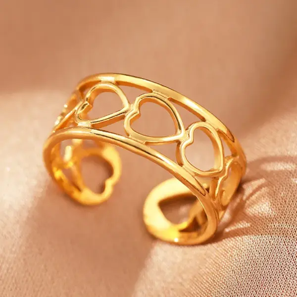 Wholesale Jewelry IG Style Retro Geometric Leaf 304 Stainless Steel Plating Open Rings