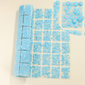2 lake blue chrysanthemum style / Geometric special-shaped resin hot-melt adhesive tape [whole piece 24*40cm, small square 3*4cm]