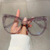 Wholesale Cross-border hot-selling large-frame cat-eye-shaped frame glitter anti-blue-ray glasses European and American fashion retro flat glasses