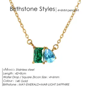 May Green Square Diamond Light Blue Tear-Shaped