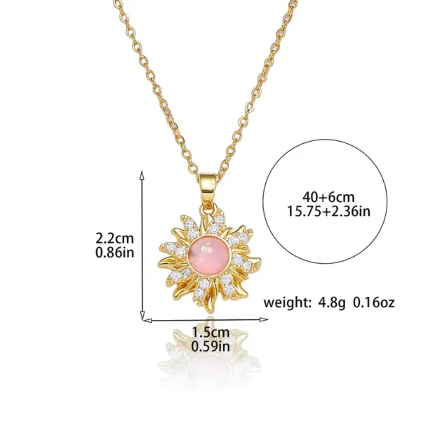 Wholesale Fashion Titanium Steel Necklace For Women Simple Design Zircon Flower Rotating Pendant Bowknot Original Design Jewelry Accessory