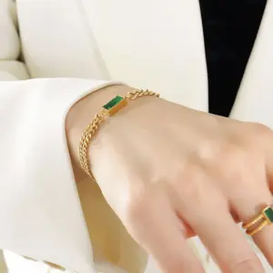 E167 Gold Bracelet Green Zircon 15 + 5cm