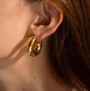 Wholesale 1 Pair Lady Simple Style C Shape Stainless Steel 18K Gold Plated Ear Studs
