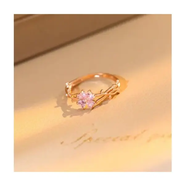 Wholesale Lady Simple Style Korean Style Flower Copper Inlay Zircon Open Rings
