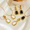 Wholesale 304 Stainless Steel Square PVD Coated Acrylic 18K Real Gold Plated Simple Style Classic Style Waterproof Non Tarnish Plating Gold Jewelry Set