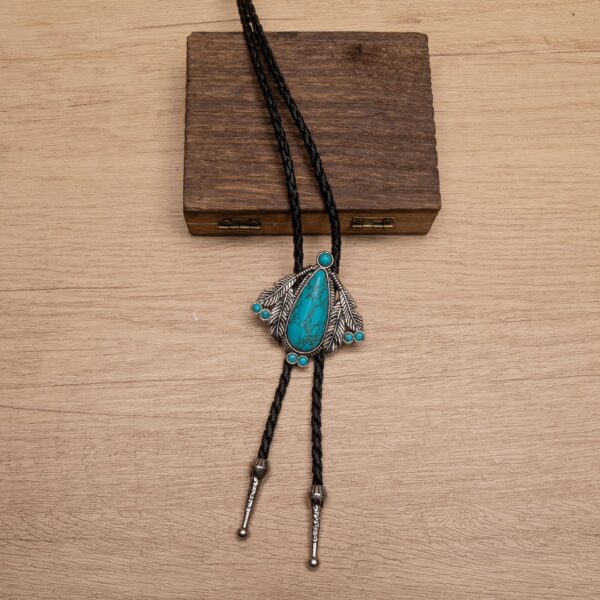 Wholesale Bohemia Blue Pine Stone Men's Bolo Tie Necklace