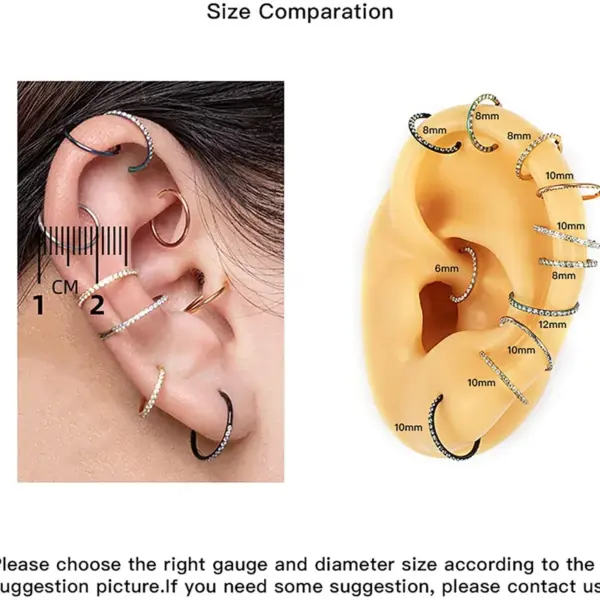 1 Piece 316L Stainless Steel Zircon Nose Rings & Studs Round Waterproof Non Tarnish Surgical Steel Nose Ring Unisex