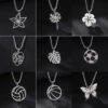 oly-309733ea4d3a730c1a16f52e304005fe Wholesale aessories small stainless steel hollow volleyball plant flowers butterfly pendant necklace jewelry men