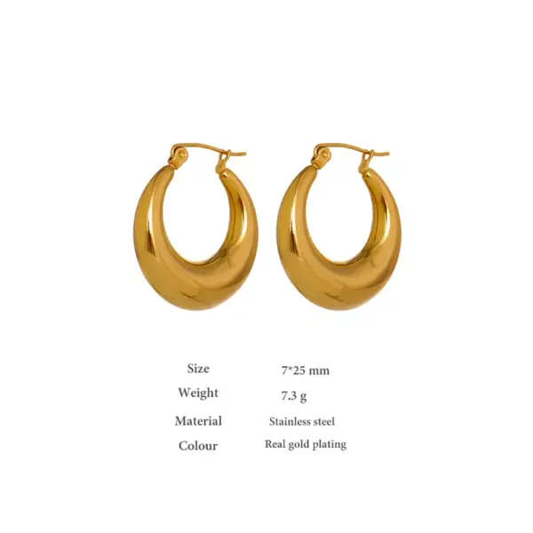 Wholesale 1 Pair Fashion Solid Color Plating 304 Stainless Steel 18K Gold Plated Stainless Steel Earrings