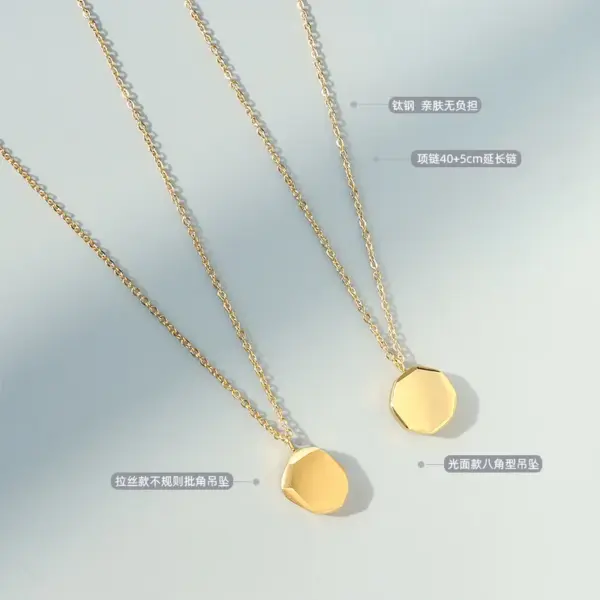 Wholesale PVD Coated Real Gold Plated Geometric Titanium Steel Fashion Waterproof Non Tarnish Necklace