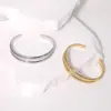 Wholesale PVD Coated Real Gold Plated 18K Gold Solid Color 304 Stainless Steel Retro Roman Style Waterproof Non Tarnish Bangle