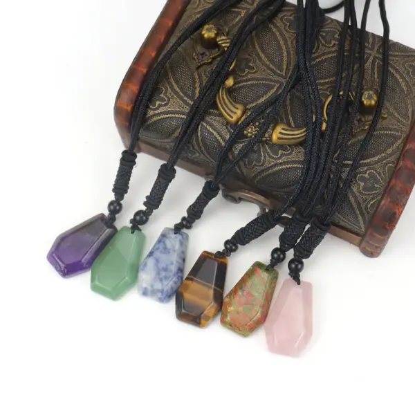 Wholesale Ethnic Style Water Droplets Natural Stone Crystal Agate Pendant Necklace 1 Piece