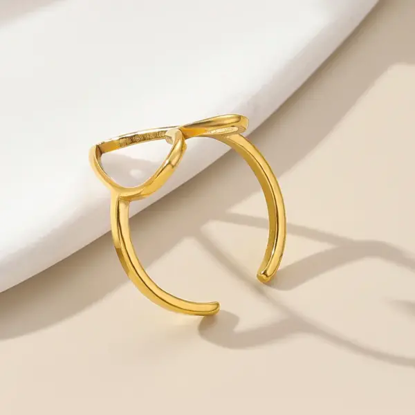 PVD Coated Real Gold Plated 24K 18K Gold Heart Shape 304 Stainless Steel Romantic Simple Style Waterproof Non Tarnish Open Rings