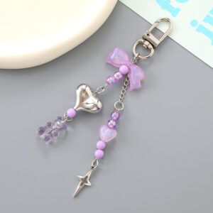 K4857 silver-plated love + bear pendant purple / Small pendant