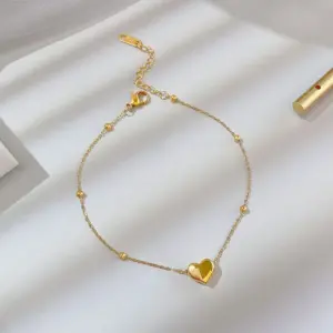 Wholesale Fashion Heart Shape Titanium Steel Plating Women's Anklet
