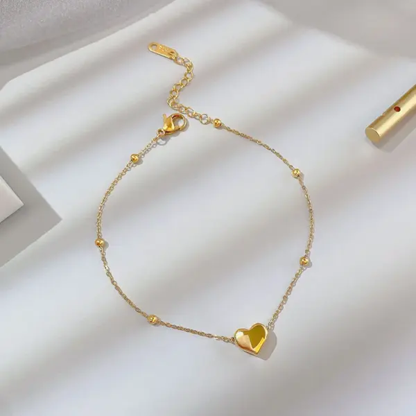 Wholesale Fashion Heart Shape Titanium Steel Plating Women's Anklet