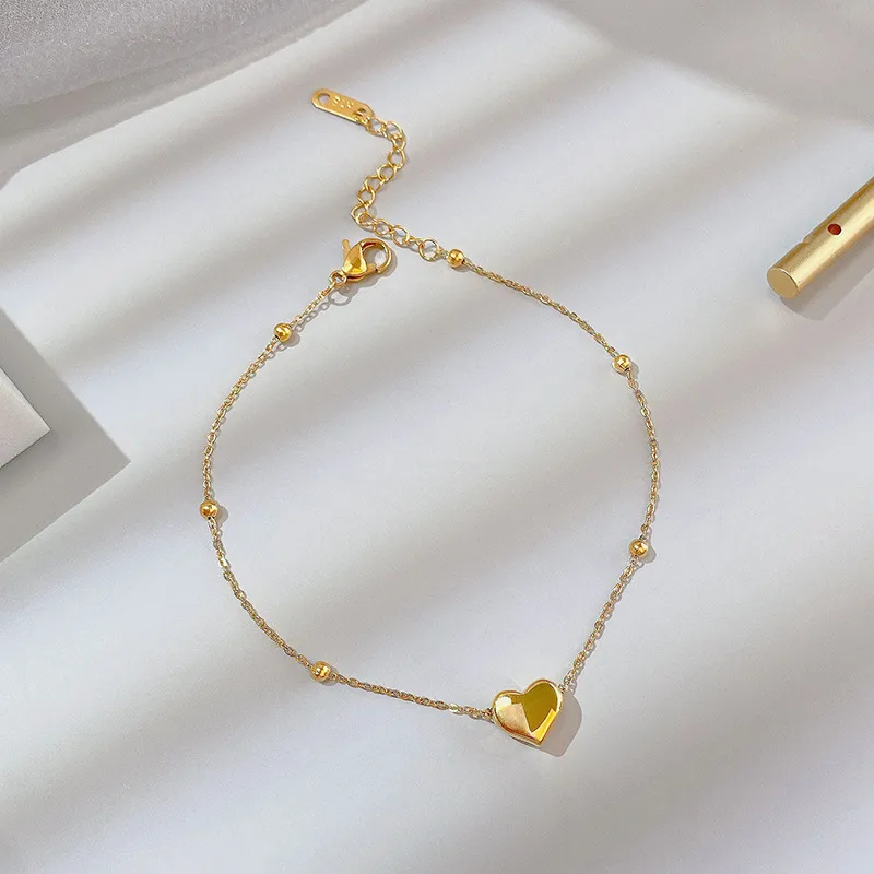 Wholesale Fashion Heart Shape Titanium Steel Plating Women's Anklet
