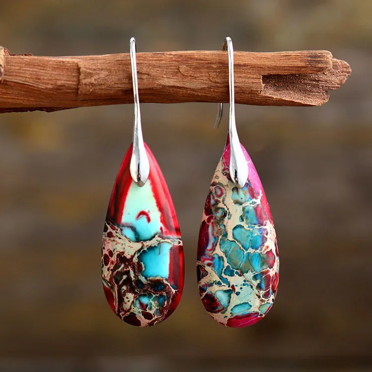 Wholesale 1 Pair Retro Water oplets Emperor Stone op Earrings