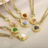 Wholesale Fashion Heart Shape Stainless Steel Inlay Opal Bracelets Necklace