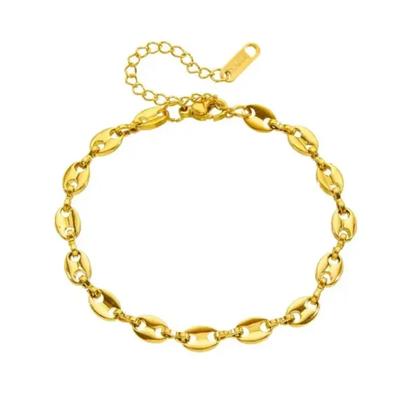 Wholesale New Stylish Women's Stainless Steel Necklace Bracelet Set Coffee Bean Pig Nose Luxury Minimalist Versatile Jewelry Accessories