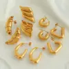 304 Stainless Steel Triangle Croissant Rhombus PVD Coated 18K Real Gold Plated 18K Gold Elegant Vintage Style Waterproof Non Tarnish Pleated Gold Silver Ear Studs