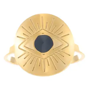 12 18K Real Gold Flat Black Beads Z-074