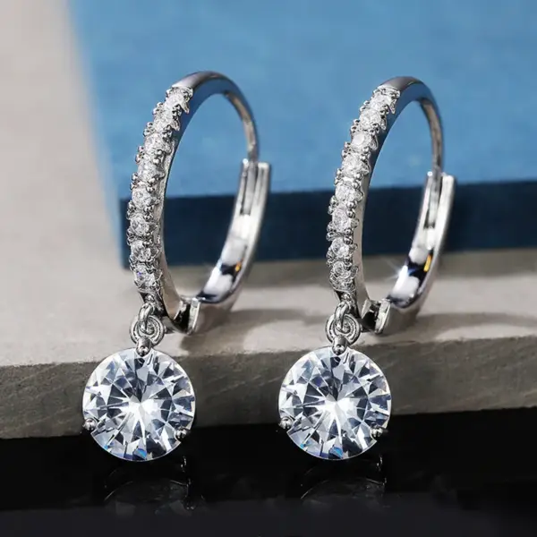Wholesale Fashion Inlaid Round Zircon Copper Earrings Wholesale