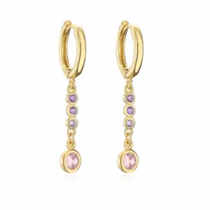 Golden Purple Pink Diamond Long Pair