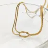 PVD Coated 14K Gold Real Plated Solid Color Knot 304 Stainless Steel Modern Style Commute Waterproof Non Tarnish Double Layer Necklaces