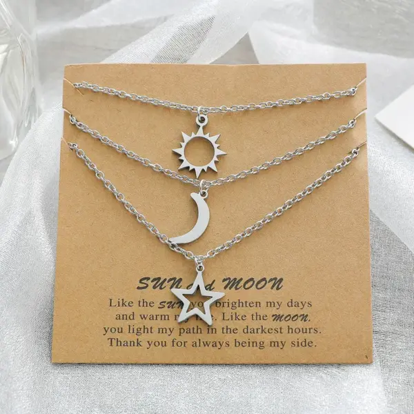 Wholesale New Stainless Steel Sun Moon Star Necklace European And American Personality Pendent Necklace