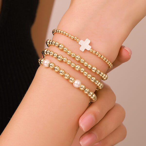 Wholesale Jewelry Niche Design Sense Cross Bracelet suit Sweet Cool Beaded Shell Pearl Bracelet
