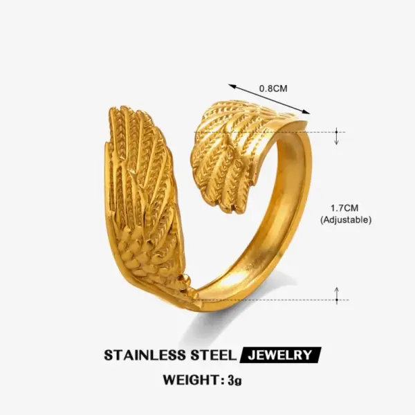 Wholesale PVD Coated 18K Gold Plated Wings 304 Stainless Steel Simple Style Classic Style Waterproof Non Tarnish Open Rings