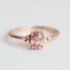 Wholesale New Copper Jewelry Pink Zircon Ring Egg-shaped Simulation Diamond Engagement Ring
