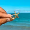 PVD Coated Real Gold Plated Starfish 304 Stainless Steel IG Style Waterproof Non Tarnish Open Rings
