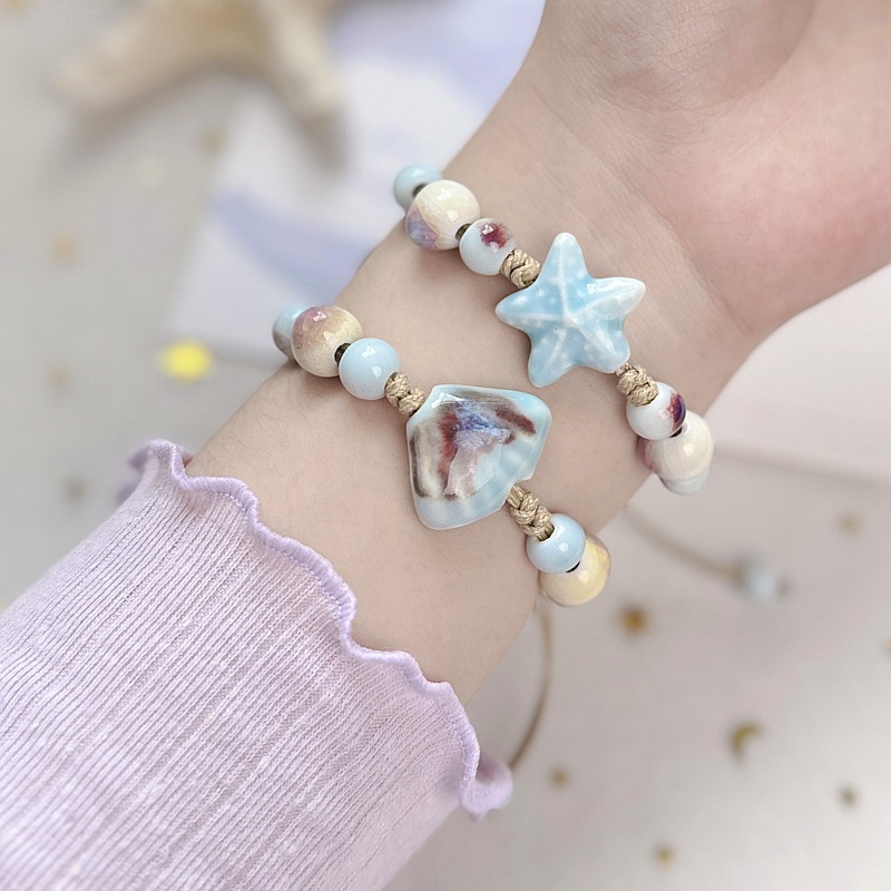 Wholesale Ceramic Bracelet No Fade Women's Summer Artistic pular New Chinese Style Fresh Student Ocean Series Adjustable Hand Rope
