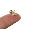 Wholesale Copper Zircon Ear Bone Nail Women's Pear-shaped Stone Screw Buckle Piercing Earrings Nose Ring