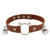 Wholesale European and American Personality Cat Head Leather Collar Neck Strap Harajuku PU Punk Bell Necklace Jewelry Performance Clavicle Chain