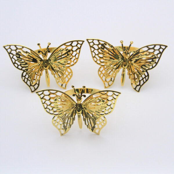 Wholesale Amazon Double Layer Butterfly Metal Gold Jewelry Brooch Hotel Table Napkin Ring Buckle Ring Manufacturer