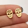 PVD Coated Real Gold Plated Skull Stainless Steel Hip-Hop Cool Style Waterproof Non Tarnish Ear Studs