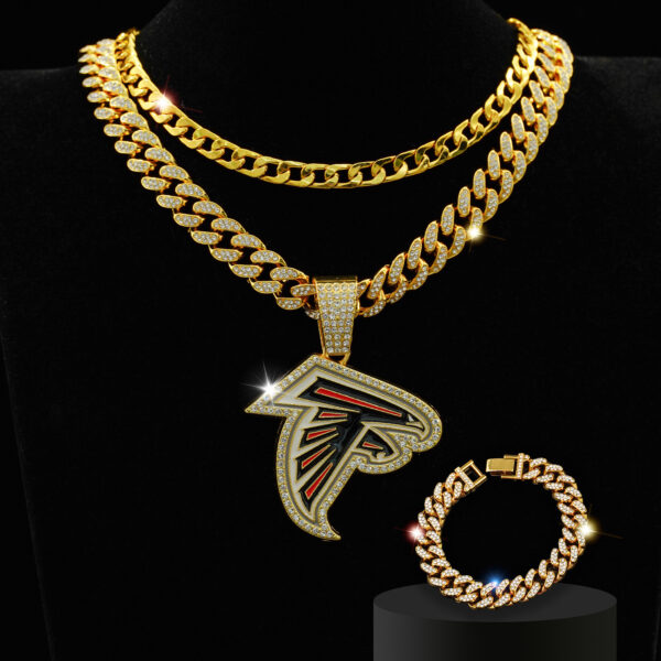 Wholesale Diamond Eagle Head Necklace Hip Hop Cuban Chain Bracelet Set