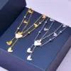 Wholesale Jewelry Sweet Heart Shape 304 Stainless Steel Shell 18K Gold Plated Inlay Anklet