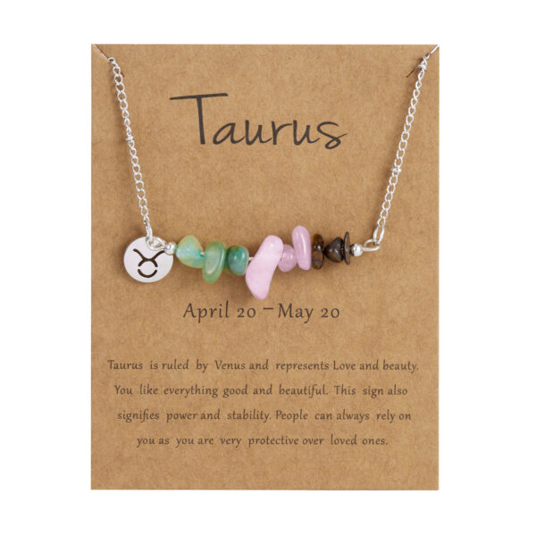 Wholesale Stainless Steel Zodiac Necklace Irregular Natural Stone Pendant Necklace