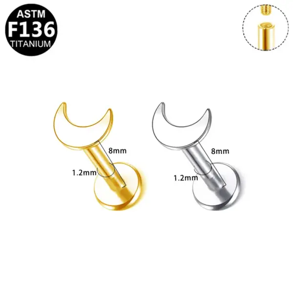 1 Piece Lip Rings Casual Star Moon Pure Titanium Titanium Alloy 14K Gold Plated White Gold Plated Lip Rings Ear Cartilage Rings & Studs