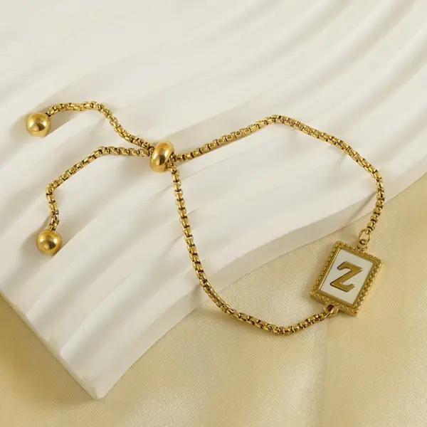 Wholesale Fashion Letter Titanium Steel Plating Inlay Shell Bracelets 1 Piece