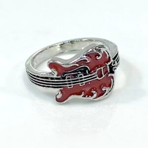 Wholesale Long Live Freedom Retro Punk Rock Red Guitar Ring Men and Women Niche Design 2024 New Exquisite Ring