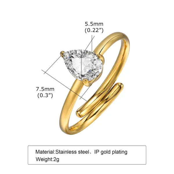 Wholesale PVD Coated Real Gold Plated 18K Gold Solid Color 201 Stainless Steel IG Style Simple Style Waterproof Non Tarnish Open Ring Rings