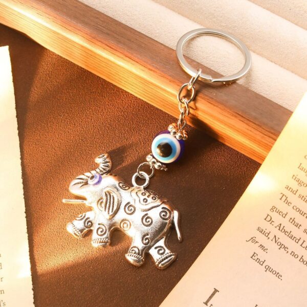 Wholesale Cross-border Retro Ethnic Style Diamond-encrusted Elephant Keychain Turkey Blue Eyes Devil Eye Pendant Bag Accessories