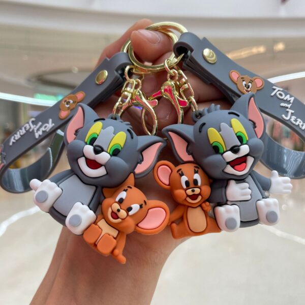 Wholesale Cartoon Cat and Mouse Keychain Animation Tom Cat Doll School Bag Pendant Car Key Chain Small Gift