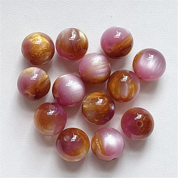 Wholesale 16mm Two-tone Gilded Resin Imitation Cat's Eye Glass Beads DIY Beaded Pen, Phone Chain, Keychain, Car Pendant, etc.